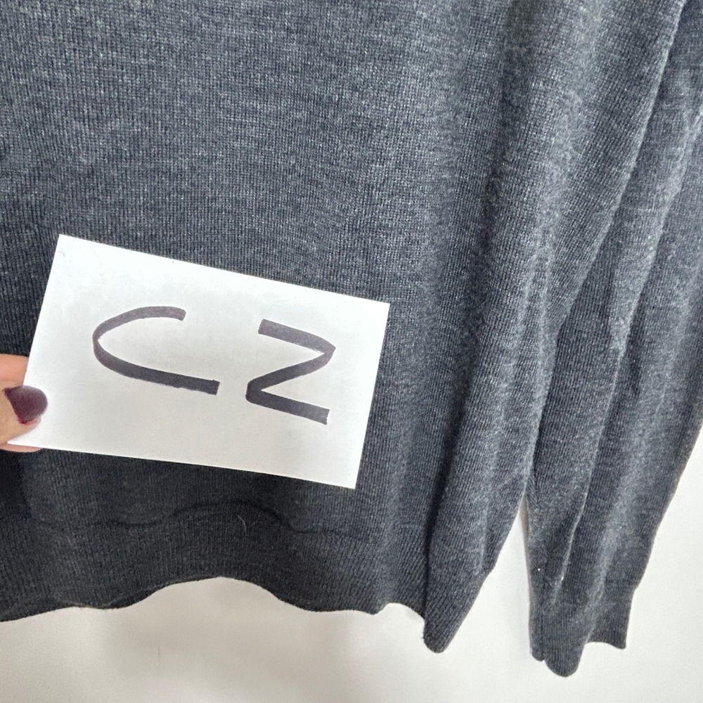 Bloomingdales 1/4 Zip Merino Wool Sweater XL Charcoal Gray Pullover Mock Neck - Picture 11 of 11
